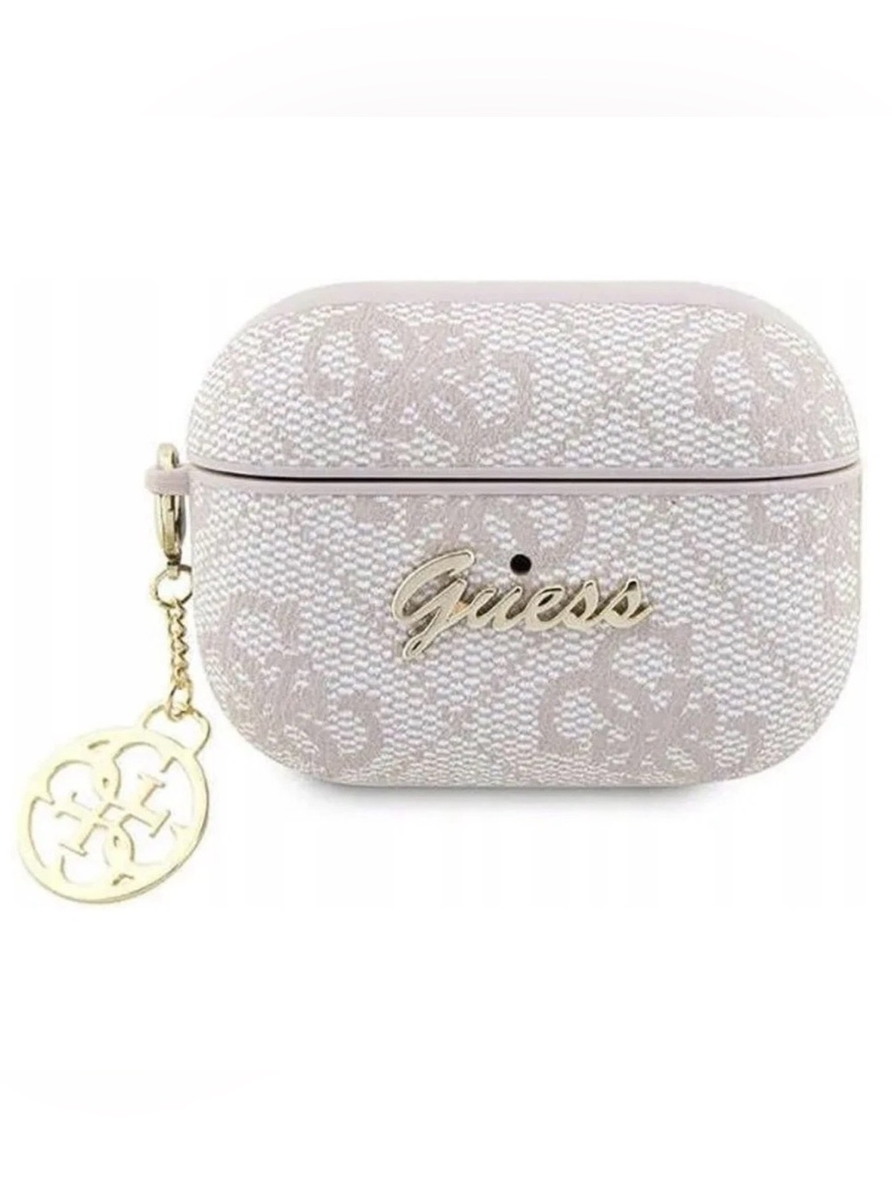 Guess AirPods Pro/Pro 2 Case Pink Monogram 4G Logo Protective Cover + Gold Charm